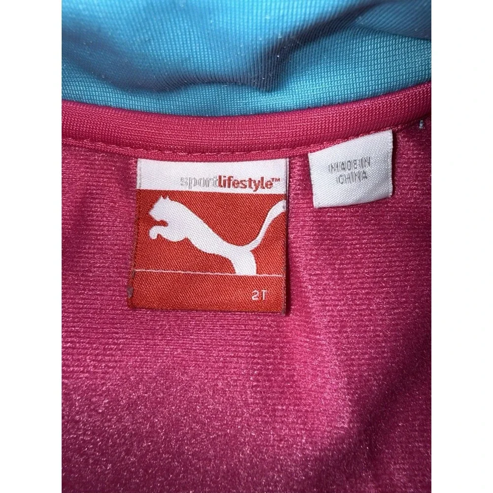Puma Toddler Girls 2T Sweatsuit Full Zip Jacket Pink Blue Athletic - Picture 7 of 7